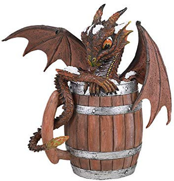 Pacific Giftware Liquor Dark Beer Wooden Barrel Mug Winged Dragon Resin Figurine by Stanley Morrison