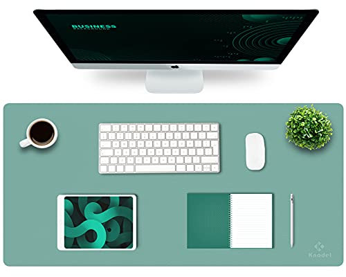 K KNODEL Tischunterlage, Schreibtischunterlage, 90 x 43cm PVC Tischunterlage, Laptop Tischunterlage, wasserdichte Schreibunterlage für Büro- oder Heimbereich, doppelseitig (Grün/Grau)
