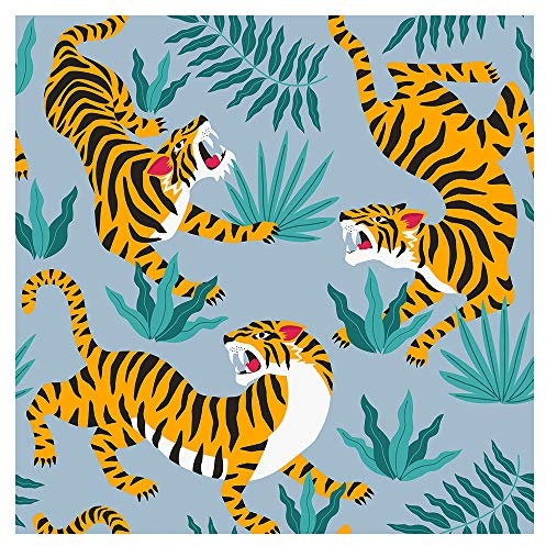 murando - Tapete selbstklebend 10m Wandtattoo dekorative Möbelfolie Dekorfolie Fotofolie Panel Wandaufkleber Wandposter Wandsticker - Tiere Tiger Blätter Pflanzen g-C-0296-j-a