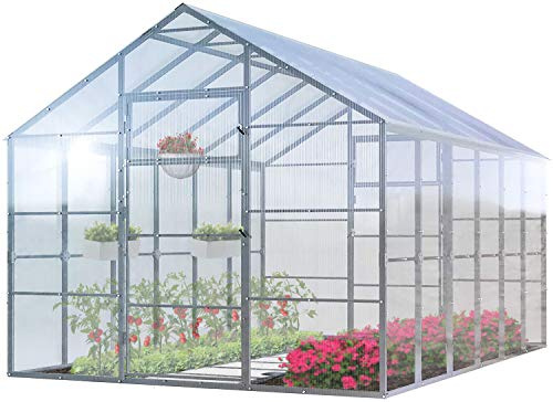 Serre de Jardin Polycarbonate Tudor 3 x 6 Mètres Cadre de Acier Galvanisé avec Panneaux Transparent 4 mm Diverses Modèles e Tailles – Idéale pour pousser et protéger vos plantes en toutes saisons