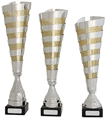 Pokal Set Pokalset CLUNY Metall Silber Gold mit Gravur