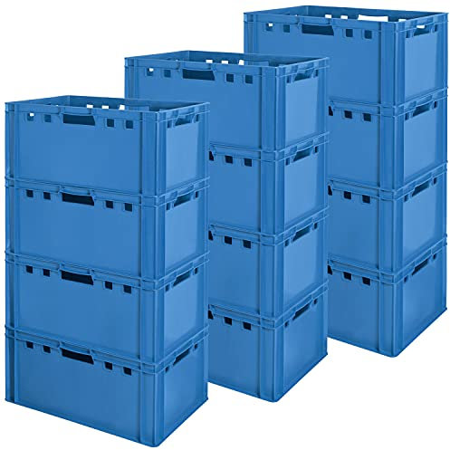 1 Stück E3 Fleischkiste Kiste Eurobox Lebensmittelecht Metzgerkiste Box Aufbewahrungsbox Kunststoff Wanne Plastik Stapelbar Lagerkiste 60 x 40 Blau Kingpower