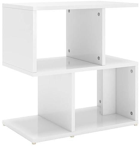 vidaXL Bedside Cabinet Modern Home Bedroom Living Room Bed Cabinet Side Table Nightstand Bedside Table Telephone Stand Chipboard High Gloss White