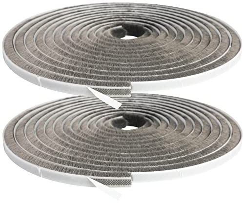 wordmouk 10m Brosse auto-adhésive bande d'étanchéité bande d'étanchéité de fenêtre coupe-feu brosse d'étanchéité pour porte coupe-feu isolation phonique, 9mm x 9mm, Gris