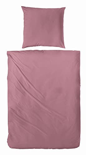 Beddress - Mako-Satin Bettwäsche, Falsches Uni Rosenholz, 155x220+80x80 cm, 100% Baumwolle, OekoTex
