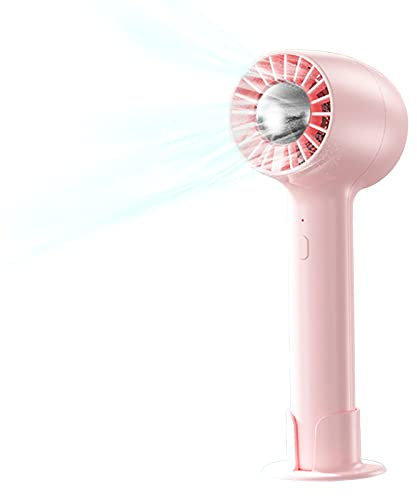 Ventilador De Mano Pequeño, Ventilador Portatil Usb Recargable, Ventilador Usb Silencioso Camper, Ventilador Sin Aspas Silencioso, Mini Ventilador De Mano Con Base Bateria Mesa Con Pilas 5v (Rosa)