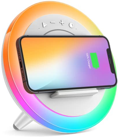 OLKIEQZ Bluetooth Speaker Night Lightsr,Wireless Charging Modern Speaker,Best Teenage Birthday Gift Ideas Applicable for Bedroom/Tween Girls Gifts/Please use The Original Adapter