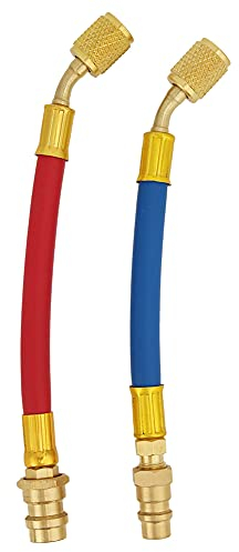 2 Stück R134A auf R12 Klimaanlage Adapter, Messing 1/4 SAE Innengewinde Stecker Zubehör Gewinde Messing Fitting Muttern für Klimaanlage Kältemittel Ladeschlauch Rohr(R134A to R12)