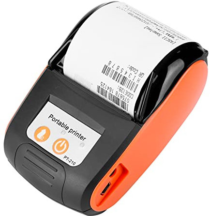 Dpofirs Bluetooth-Belegdrucker, Tragbarer 58-mm-Thermo-POS-Drucker, Kabelloser Tragbarer Belegdrucker Bluetooth-Thermo-Rechnungsdrucker Unterstützt Smartphone-Steuerung(Orange)