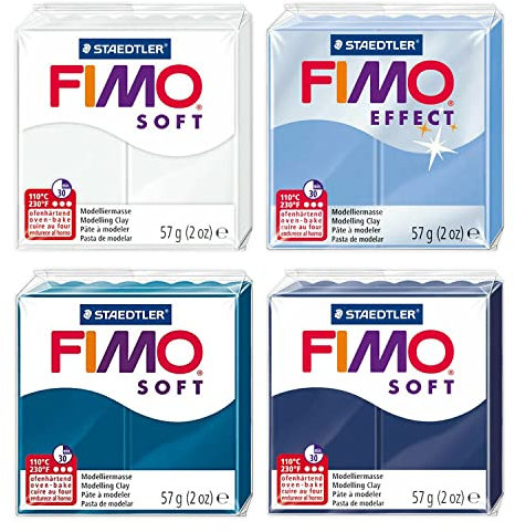FIMO Soft & Effect Polymer Ofen-Modelliermasse – 57 g – 4er-Set – The Snow & Ice Collection