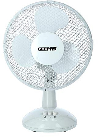 Geepas 9 Table Fan - 25W Electric Portable Desktop Cooling Fan for Desk Home or Office Use - 2 Speed Settings with Oscillating/Rotating and Static Feature - 2 Years Warranty (Renewed)