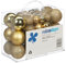 Relaxdays Weihnachtskugeln im 50er Set, glitzernde, Matte & glänzende Christbaumkugeln, Kunststoff, ∅ 3, 4 & 6 cm, Gold