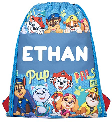 Paw Patrol Personalisierbare Kinder-Schwimmtasche mit Kordelzug, Polyethylen, Blau