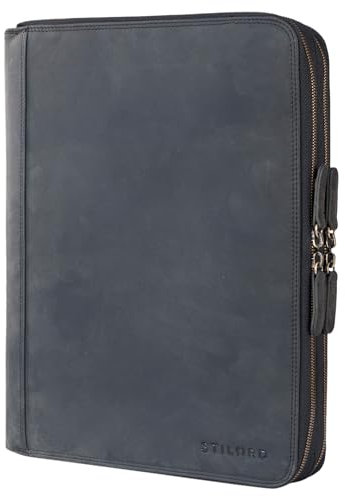STILORD 'Ferris' Cartella A4 Portadocumenti in Pelle Vintage Borsa per Tablet Custodia per MacBook da13,3 Pollici Raccoglitore Porta PC Portablocchi Cuoio, Colore:carbon - grigio