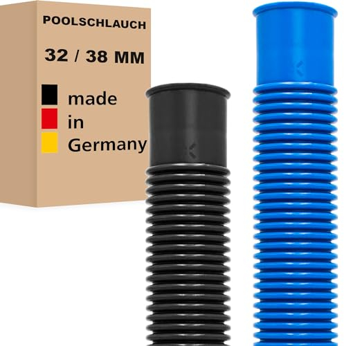 Poolschlauch Ø 32mm - 21 m/schwarz Saugschlauch Schwimmbadschlauch Solarschlauch Wasserschlauch UV & Chlorwasser-beständig Pumpenschlauch mit Muffen Made in Germany