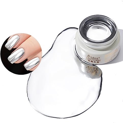 Silver Metal Gel Nail Polish,Reflective Mirror Effect Metallic Nail Gel,3D Nail Painting Gel for Nail Drawing Liner,Gorgeous Long lasting Quick Dry UV/LED DIY Silver Nail Art Manicure (8ml)