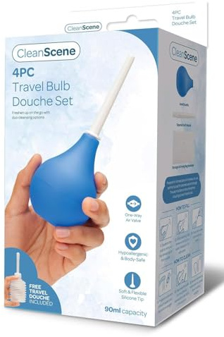 CleanScene 4 Pcs Travel Bulb Douche Set Analplugs Blue One Size