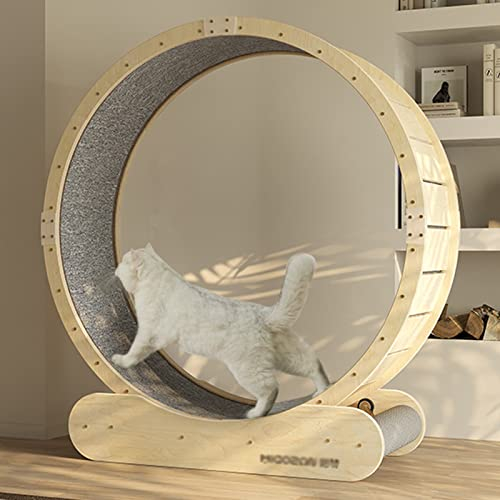 Katzenlaufrad, Katzenlaufrad, Laufband aus Holz, kleines/mittleres/großes Katzenlaufrad für Hauskatzen, Katzenlaufrad Riesenspielzeug 80/95/105 cm (Größe: M-Innendurchmesser 95 cm (37 3/8 Zo