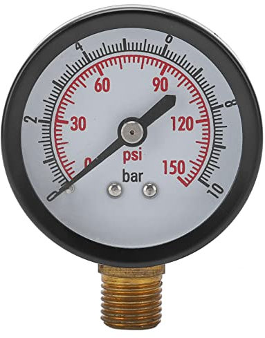 Tissting Vakuum Manometer G1/4 Zoll Gewinde 0–150 Psi / 0-10 Bar Dual Skala 50mm Durchmesser Vakuummeter Vertikale Untere Montage Manometer für Wasser Luft Öl Gas
