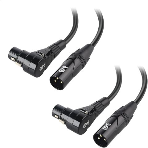 Cable Matters 2-Pack de cable XLR en ángulo recto, cable de micrófono XLR corto de 0,9 m, cobre libre de oxígeno (OFC) XLR cable en ángulo recto, cable de micrófono, cables de altavoz XLR, negro