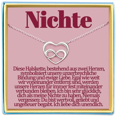 Temulnee Nichte Kette Geschenke von Tante oder Onkel für Nichte Geschenk zum Geburtstag Halskette Geschenkideen Muttertag Muttertagsgeschenke Geburtstagesgeschenke Herzkette Herz Schmuck Damen Frauen
