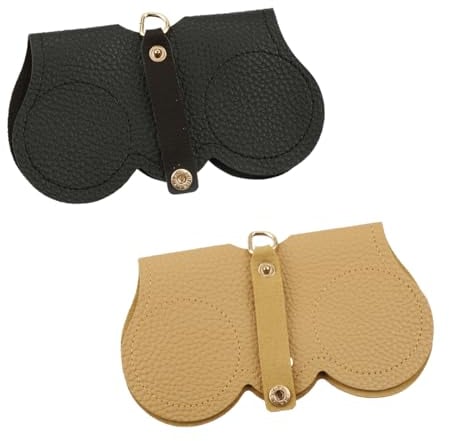 Tabanzhe Soft Leather Sunglasses Bag 2 Pcs - Portable Glasses Case with Lanyard - Anti-Scratch Glasses Pouch, Slim Sunglasses Storage Holder - Outdoor Carrying Organizer for Men and Women