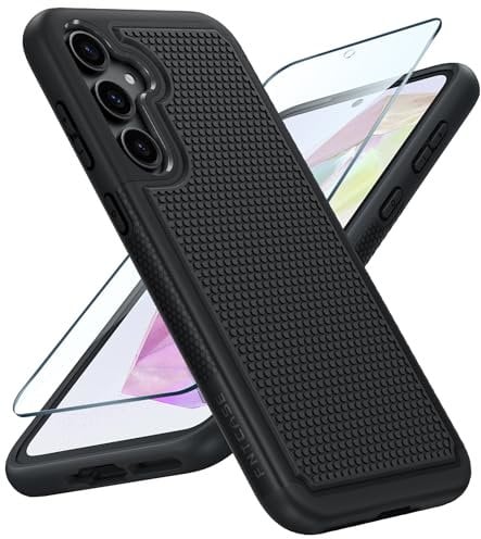 FNTCASE for Samsung A35 5G Case: Dual Layer Shockproof Drop Protection Galaxy 360 Military Grade Protective Mobile Phone Cover Rugged Matte Heavy Duty Slim TPU Black