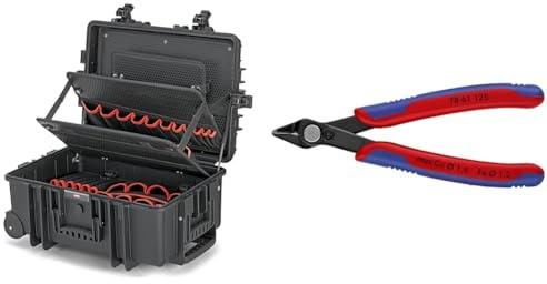KNIPEX 00 21 37 LE Werkzeugkoffer Robust45 Move Werkzeug-Trolley | Rollkoffer leer & Electronic Super Knips Elektronik-Seitenschneider