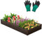 GOPLUS Hochbeet aus Metall, 240 x 120 x 30 cm Gemüsebeet Pflanzbeet Frühbeet für Balkon & Garten, Pflanzkasten Gartenbeet Pflanzkübel, Blumenkasten Groß für Blumen Obst Gemüse