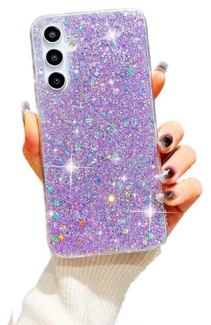 SEHEYA Hülle Kompatibel mit Samsung Galaxy A54 5G Glitzer Pailletten Handyhülle Transparent Silikon Case Weiche TPU Klar TPU Bumper Ultra Dünn Schutzhülle Cover, Lila