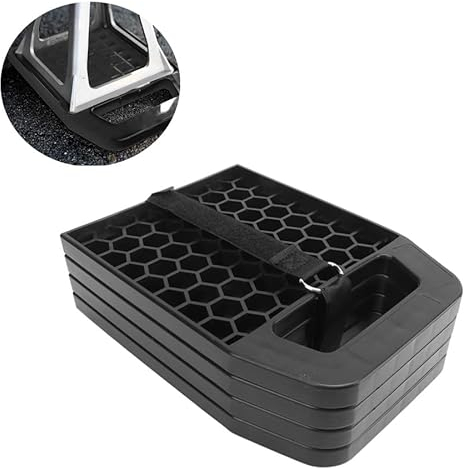 RV Jack Pad, Jack Leveling Block Reinforced Structure Non-Slip Weatherproof to Prevent Jacks From Sink for Caravan Motorhome (Black)