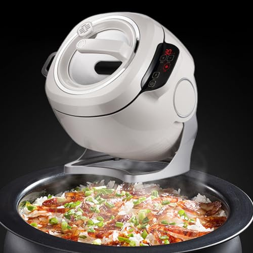 Portable Automatic Stir Fry Cooker, Auto Cooking Wok Fried Rice Machine with Visual Pot Lid, 360° Automatic Rotation, Touch Panel Cooker Robot for Home Restaurant