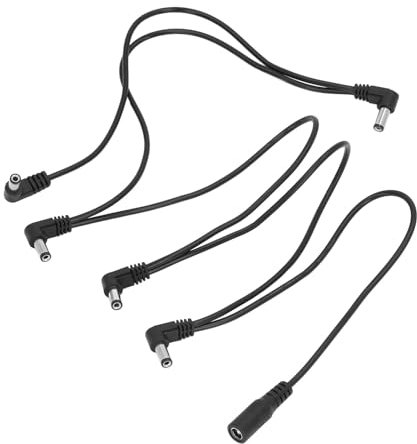 SUNGOOYUE Pedal de Efectos de Guitarra, Divisor de Fuente de Alimentación, Cable de Pedal de Efectos de Enchufe de ángulo Recto de 5 Vías para Configuraciones de Pedales Múltiples
