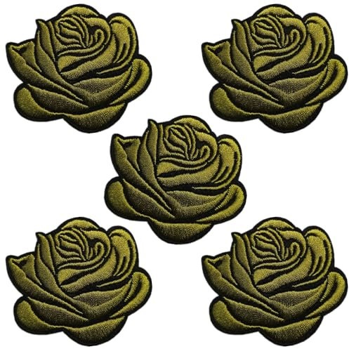 BPA 5 Stück Aufnäher, Patches zum Aufbügeln, Bügel Flicken - Grüne Rose