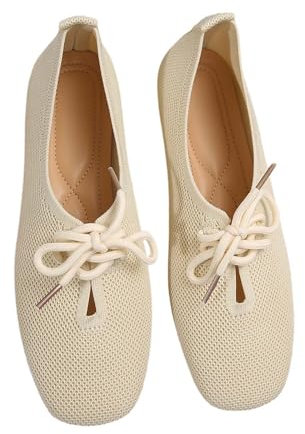 Zapatillas sin manos para mujer, zapatillas descalzas, bailarinas de plataforma baja, zapatos de caminar planos, informales, cómodos, elegantes, suaves, ligeros, cómodos, zapatos descalzos, beige, 41