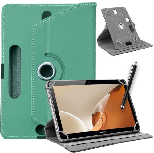 SU 10 inch Tablet Case - Universal Stand Case Folio Cover Magic Leather 360° Rotating Case Fits for ALL 10in Inch & 10.1in Inch Tablets + Stylus Pen (EMERALD)