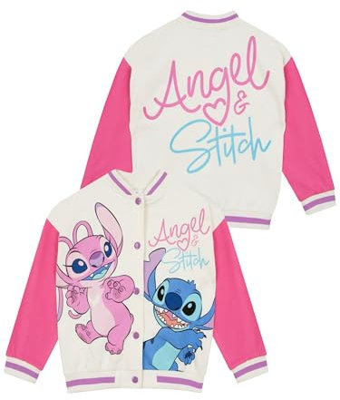 Disney Stitch Giacca Bambina | Camicia Giacca da Ragazza | Giubbotto Primaverile Ragazza Stitch E Angel | Rosa 10-11 Anni