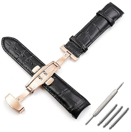 AJASMKLX Watch accessories leather strap Fit For Tissot strap 22mm23mm24mm1853 library T035 men's leather black T610028591 watch men band(Black rose gold,23mm)