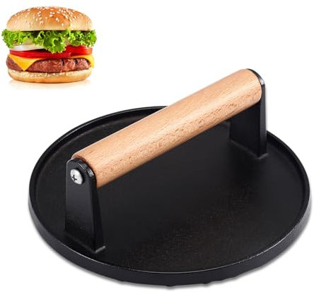 Schwere Burgerpresse aus Gusseisen – smash burgerpresse Press mit hitzebeständigem Griff, burger smasher ideal für Grill, Pfanne & mehr | Perfekt für Burger, Steaks, Bacon & Sandwiches