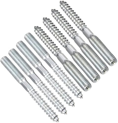 TOP-VIGOR M6 x 70mm Double Headed Bolts Dowels, 8Pcs Double Ended Screws, Metal Screw Dowels Hanger Bolts for Woodworking Connector Joining Furniture Legs Professional Carpenters DIY