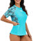 Halcurt UV Shirt Damen mit BH und Tasche Schwimmshirt Kurzarm UPF 50+ Rash Guard UV Schutz Badeshirt Schnell Trocknender Schwimmen Bademode L