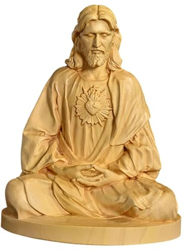 KESOTO Jesus Statue Aus Holz, Religiöse Figur für Die Innendekoration, Skulptur für Tisch Und Regal, Holz 10 cm