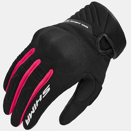 SHIMA SONIC Guantes Moto Mujer Textile Cuero Homologados Corto Verano Motos Guante Ventilado Certificatos Touchscreen Motorista Ciudad Protecciones Ventilación Verão (Femenino, Rosa, M)