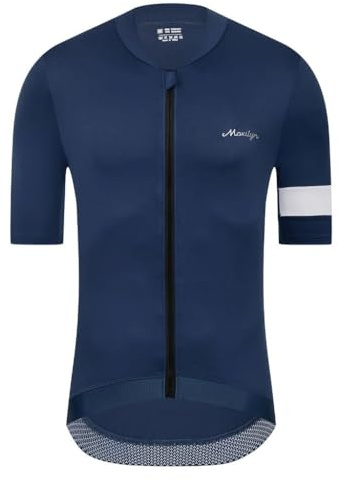 Moxilyn Herren Fahrrad Kurzarmtrikot MTB Radtrikot Kurzarm Rennrad Shirts Fahrradbekleidung 4 Taschen Full Zip mit 4 Taschen