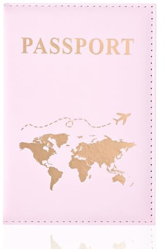 REEKNOKOL Portapassaporto, Custodia in pelle per passaporto, Portafoglio da viaggio in PU per passaporto, carta di credito, biglietto, biglietti da visita, carte d'imbarco (Rosa)