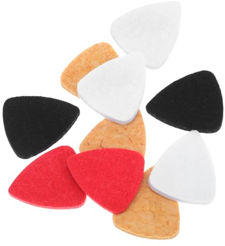 Felt Plektren Gitarre 10 Stück für Akustische Instrumente, 3x2,5x0,4cm | Sanftes Strumming, kein Kratzen, für Leises Üben und Warmen Klang bei Akustikgitarre Zufällige Farbe