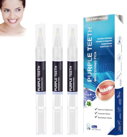3 Piezas Lapiz Blanqueador Dental,Blanqueador Dental Profesional,Morado Teeth Whitening Stick,Rápida y Efectiva Blanqueador de Dientes,Eliminar Las Manchas Dentales