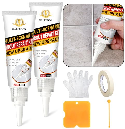 Grout Repair Kit, Fast Drying Replace Grouts Pen Tiles Sealer Bathroom Shower Kitchen Floor Grout Filler, Restore and Renew Joints Line, Gaps (White)