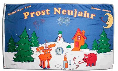 Flaggenfritze Fahne/Flagge Prost Neujahr + gratis Sticker