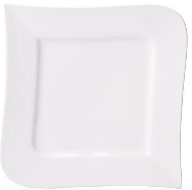 AMBITION 61211 Welle Speiseteller Welle quadratisch, Porzellan, weiß, 24.5 x 24.5 x 2 cm